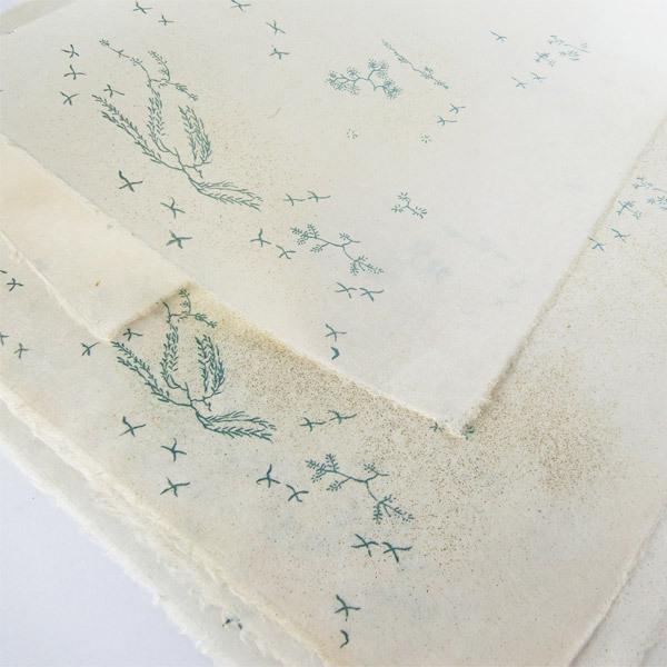 green（グリーン） かみもん かな料紙 花鳥折枝型打 白 5枚入り 石州楮