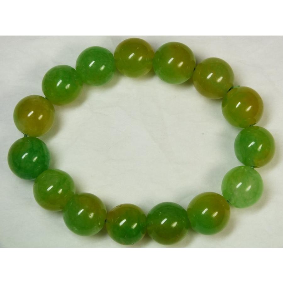 ミャンマー氷種翡翠13mm黄＆緑ブレスレット（v4） 【売り切れまし