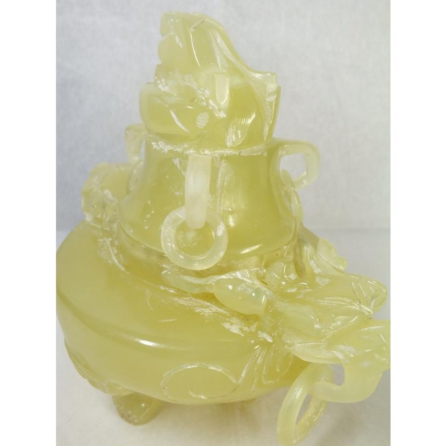 玉製香炉岫玉製中国工芸品置物NO.838