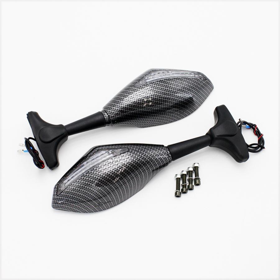 TZR ガンマ CBR FZR NSR250 等 レプリカ 左右 小型ミラー NSR250R CBR1100XX CBR954RR LEDウインカーミラー左右 カーボン柄 YZF