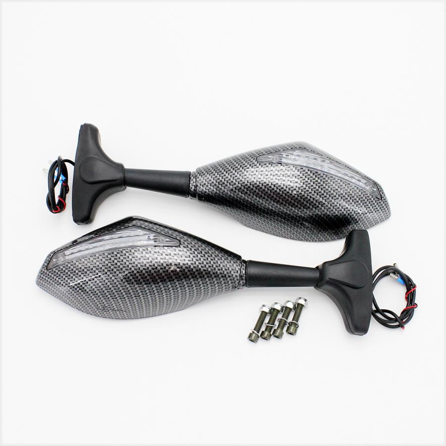 NSR250R CBR1100XX CBR954RR LEDウインカーミラー左右 カーボン柄 YZF