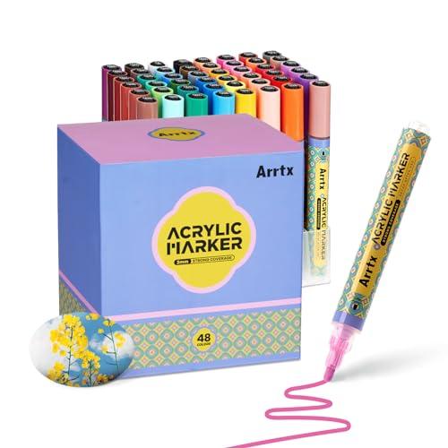 Arrtx アクリルペイントペン 48色 アクリルペイントマーカー ロック