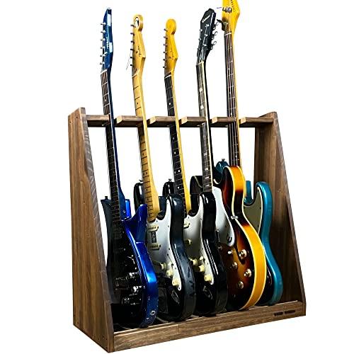 WOODWORKS 日本製 ギタースタンド エレキギター用 5本掛 (ブラウン