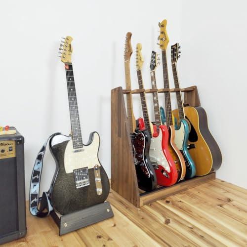 WOODWORKS 日本製 ギタースタンド エレキギター用 5本掛 (ブラウン