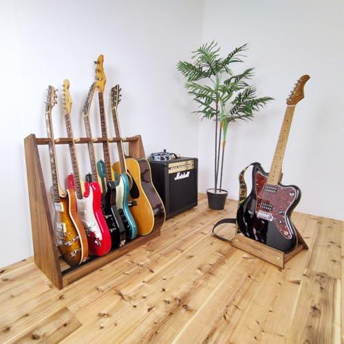 WOODWORKS 日本製 ギタースタンド エレキギター用 5本掛 (ブラウン