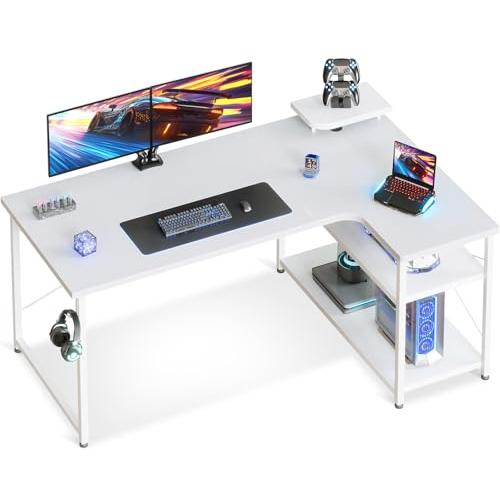 ODK ゲーミングデスク l字 パソコンデスク 幅130 机 デスク desk 棚
