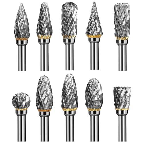 超硬バー リューター ビット 10種類(3mm 軸 刃幅6mm) タングステンバー