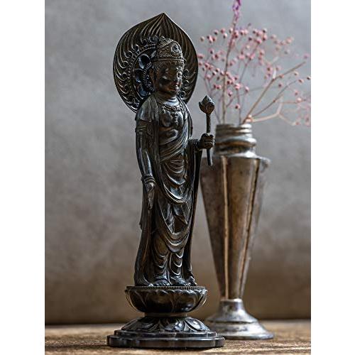 仏像 聖観音菩薩 16cm 古美茶 仏師：牧田秀雲 原型＿『天台宗・真言宗・臨済宗』 高岡銅器 (KCしょうかんのんぼさつ)_2