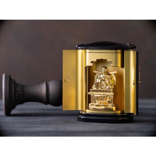 仏像 弘法大師(純金メッキ) PC厨子入り＿『真言宗』 空海 高岡銅器 (こうぼうだいしpcZ_1