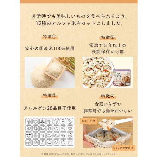 アルファ米 12種4日分セット 非常食 5年 長期保存 保存食 国産米100％使用 国内製造 特定原材料28品目不使用 防災食品 備蓄品 緊急時連絡シート付 防災ダイレク_1
