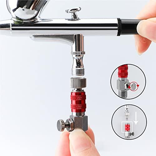 エアジェルのコンプレッサー、エアブラシ、クイックジョイント　エアジェル基本セット EUSTACEエアブラシ クイックジョイント エアー調整付きクイック