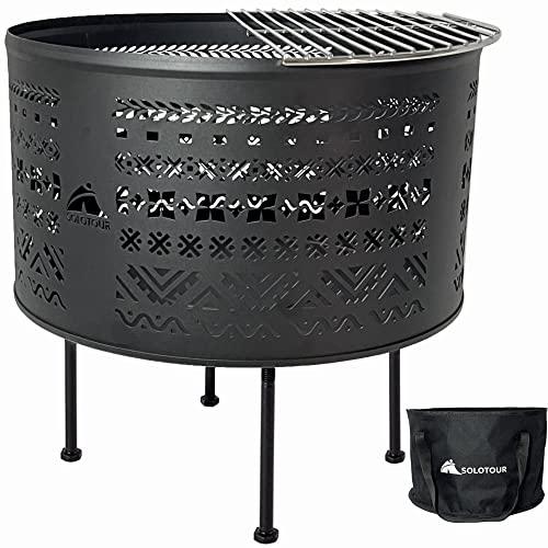 Solotour ソロツアー 焚き火台 直径35cm チワン柄 五徳付き 大型