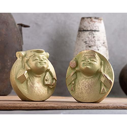 福の神二福神 恵比寿＆大黒天 日展彫刻家 三枝惣太郎 原型＿仏像 置物 