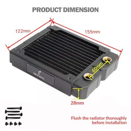 dracaena.io 120mm 水冷ラジエーター 銅製コア 1*120mmファン対応 G1/4