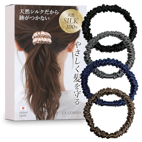 HUA監修 シルク 100% 4点セット ヘアゴム シュシュ 髪ゴム 大人 HUA監修 シルク 100% 4点セット ヘアゴム シュシュ 髪ゴム 大人