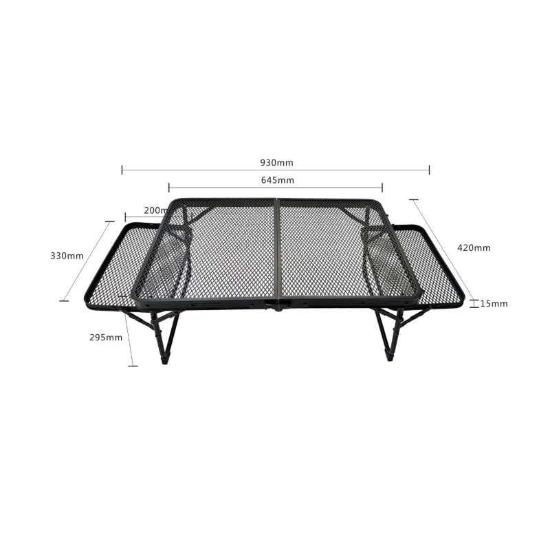 OUTDOORSHIN アイアンメッシュ ミニテーブル サイドテーブル付き拡張可能 焚き火 耐熱テーブル 一体型折りたたみ 机 軽量 コンパクト キャンプ アウトドア_2