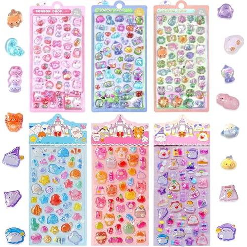 シール ぷくぷくシール 可愛い 6枚セット 3D 立体 ぼんぼんドロップ