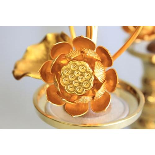 松山神仏具店 常花セット 花瓶付 5号 7本立 一対 2個セット アルミ 仏花 花アルミ製 花瓶真鍮製 金花瓶_4