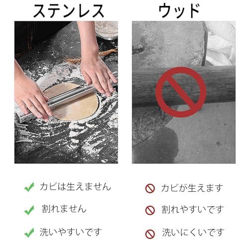 めん棒 麺棒 25CM ステンレス製 パイプ式 製菓道具 キッチン 調理用品