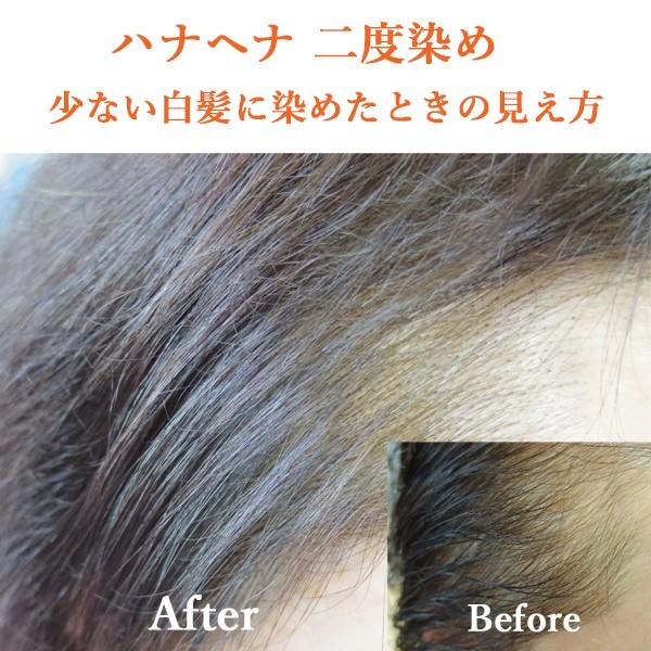 ヘナ ハナヘナ hana henna ナチュラル＆インディゴ 100g 二度染めお得セット 白髪染め ダークブラウン 口コミ｜kaminoya-kanno｜08