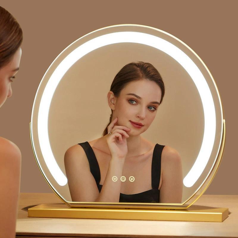 女優ミラー 卓上ミラー ライト付き 大きい 丸型 三色調光 鏡 led 女優ミラー 卓上ミラー ライト付き 大きい 丸型 三色調光 鏡 led