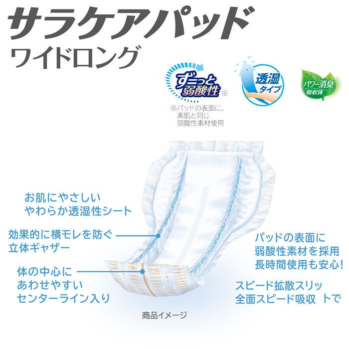 未開封 紙おむつ リフレ サラケアパッド ワイドロング 男女兼用 透湿タイプ リフレ サラケアパッド ワイドロング 30枚入 4回吸収 ｜ 内側の