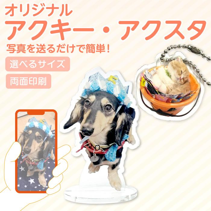 写真を送るだけ！自分で作る オリジナル アクリルキーホルダー アクリルスタンド アクキー アクスタ 選べるサイズ 両面印刷 無料で明るさ補正 うちの子グッズ（Yahoo!・紙ってるYahoo!店）