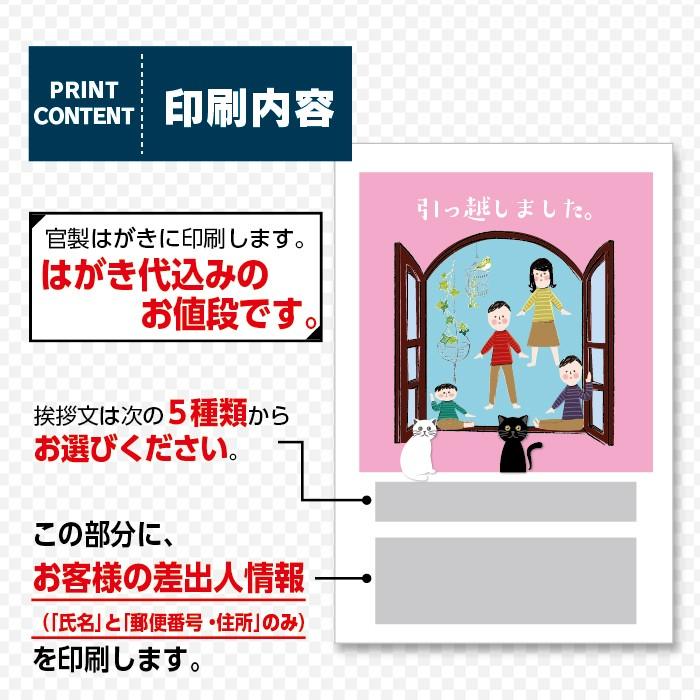 転居はがき 引っ越しはがき はがき代込 住所印刷あり 20枚 恐竜の時代から人類の時代へ イラスト 送料無料｜kamittell｜02