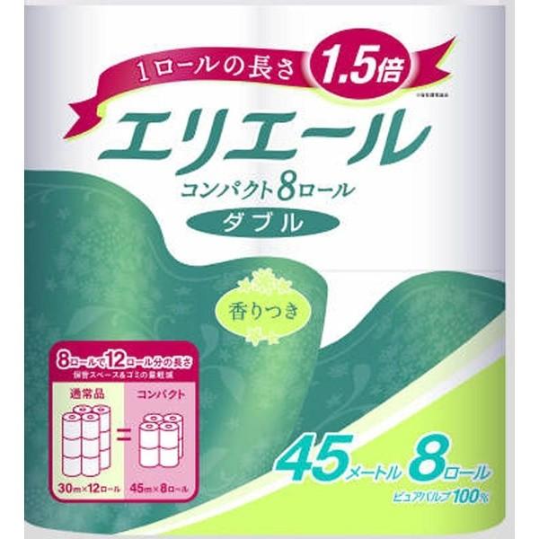 大王製紙 エリエールトイレットコンパクト 45m 8ロール ダブル 8パック入り まとめ買い 送料無料