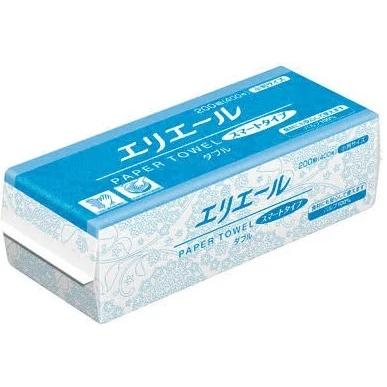 エリエール　ペーパータオル　スマートタイプ　ダブル　小判　400枚（200組）×42パック　まとめ買い　送料無料｜kamiyasan