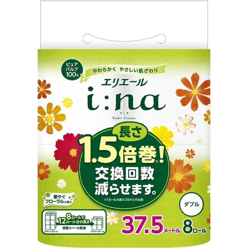 大王製紙 エリエール イーナ トイレット1.5倍巻き 8ロール ダブル 12パック入り まとめ買い 送料無料 :4902011824193:KAMIYASAN - 通販 - Yahoo!ショッピング 大王製紙 エリエール イーナ トイレット1.5倍巻き 8ロール ダブル 12パック入り まとめ買い 送料無料 :4902011824193:KAMIYASAN - 通販 - Yahoo!ショッピング