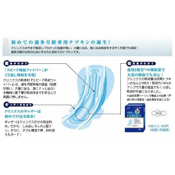 朝まで超安心 クリニクス(生理用ナプキン) ×8パック エリス 朝まで超安心 クリニクス（量が心配な人用） 羽つき 40cm 10枚