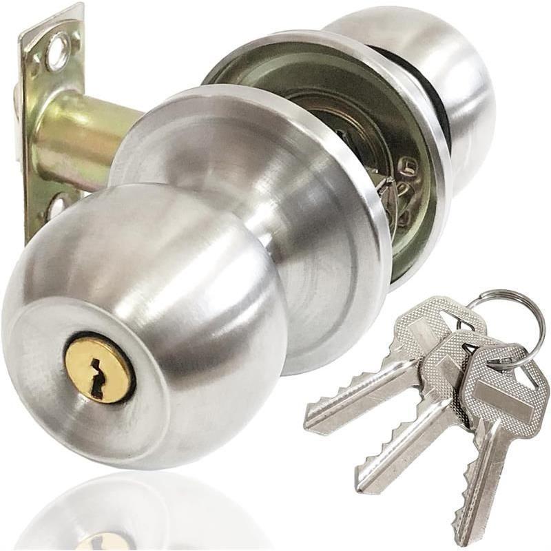 ドアノブ 円筒錠 鍵付き コイン開錠 トイレ ノブ ハンドル 室内 ドアロック レバー シルバー リフォーム DIY