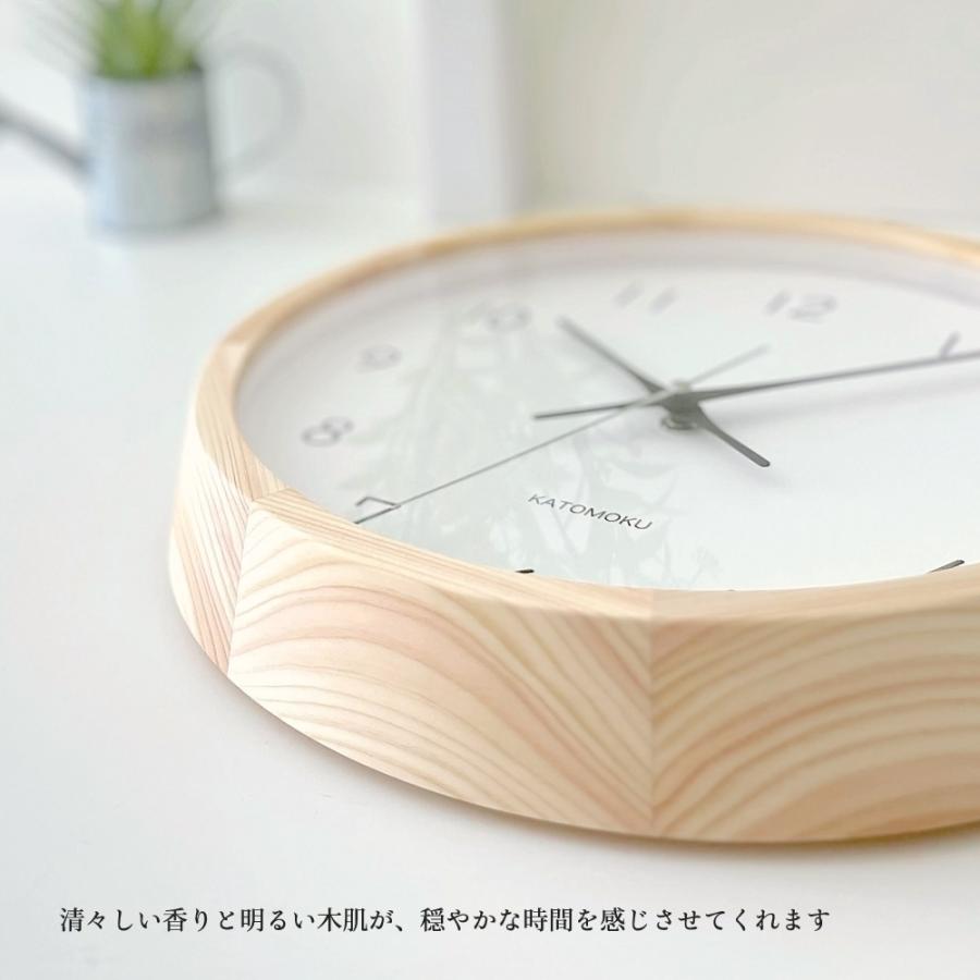 壁掛け時計 電波時計 KATOMOKU muku clock 13 ヒノキ km-104HIRC 連続