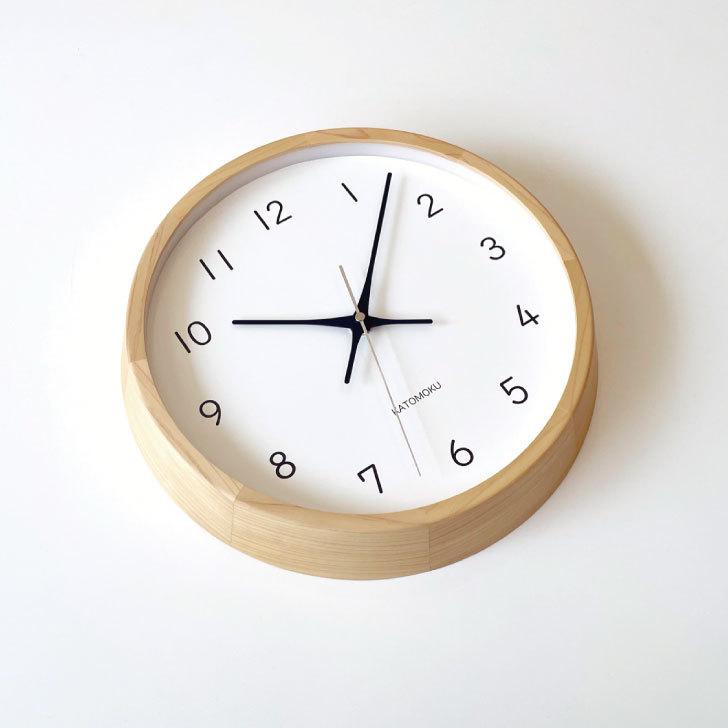 壁掛け時計 電波時計 KATOMOKU muku clock 13 ヒノキ km-104HIRC 連続