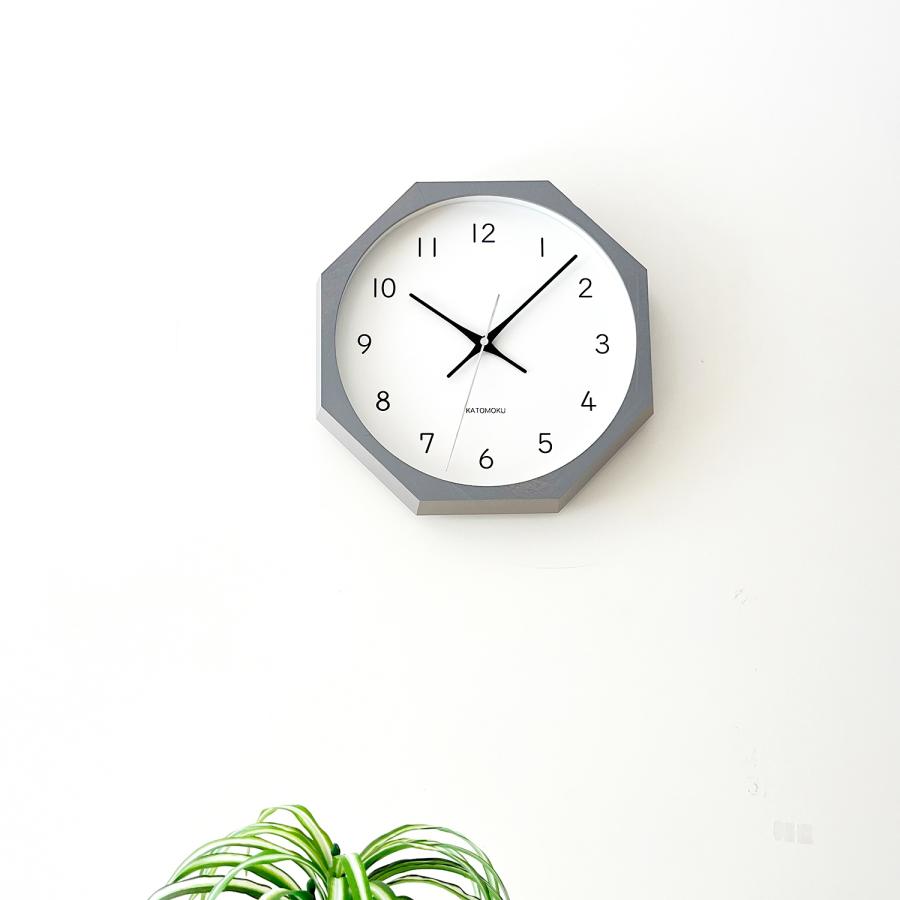 壁掛け時計 KATOMOKU muku clock 13 八角形 km-104-8 連続秒針 名入れ