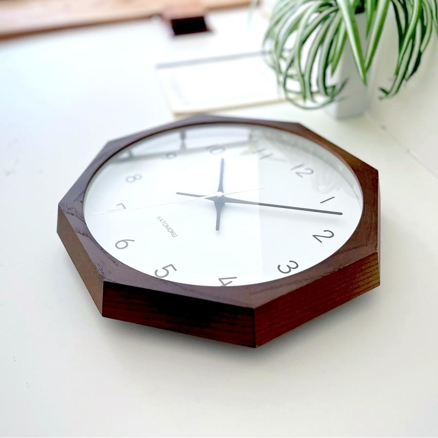 壁掛け時計 KATOMOKU muku clock 13 八角形 km-104-8 連続秒針 名入れ