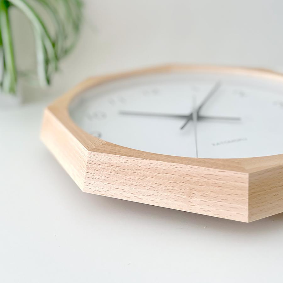 壁掛け時計 KATOMOKU muku clock 13 八角形 km-104-8 連続秒針 名入れ
