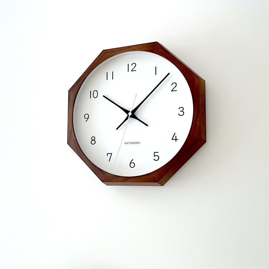 壁掛け時計 電波時計 KATOMOKU muku clock 13 八角形 km-104RC8 連続