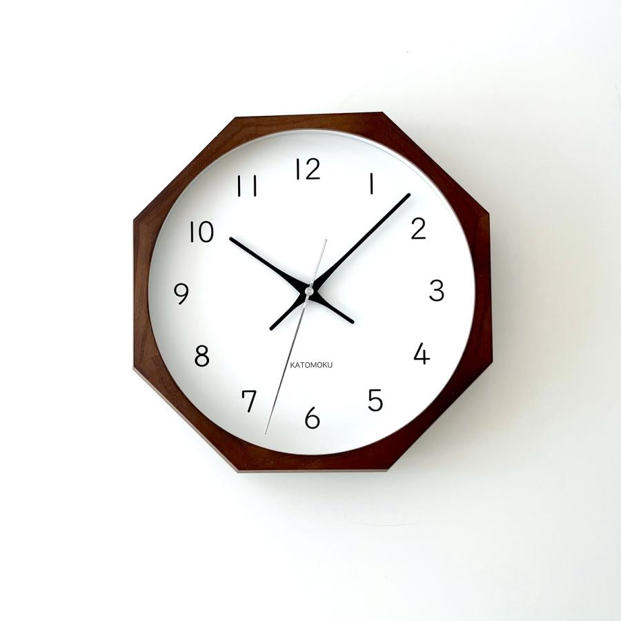 壁掛け時計 電波時計 KATOMOKU muku clock 13 八角形 km-104RC8 連続