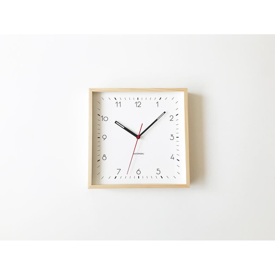 壁掛け時計 電波時計 KATOMOKU square clock 3 ヒノキ km-114NARC 連続秒針 四角 名入れ対応品 静音 静か おしゃれ