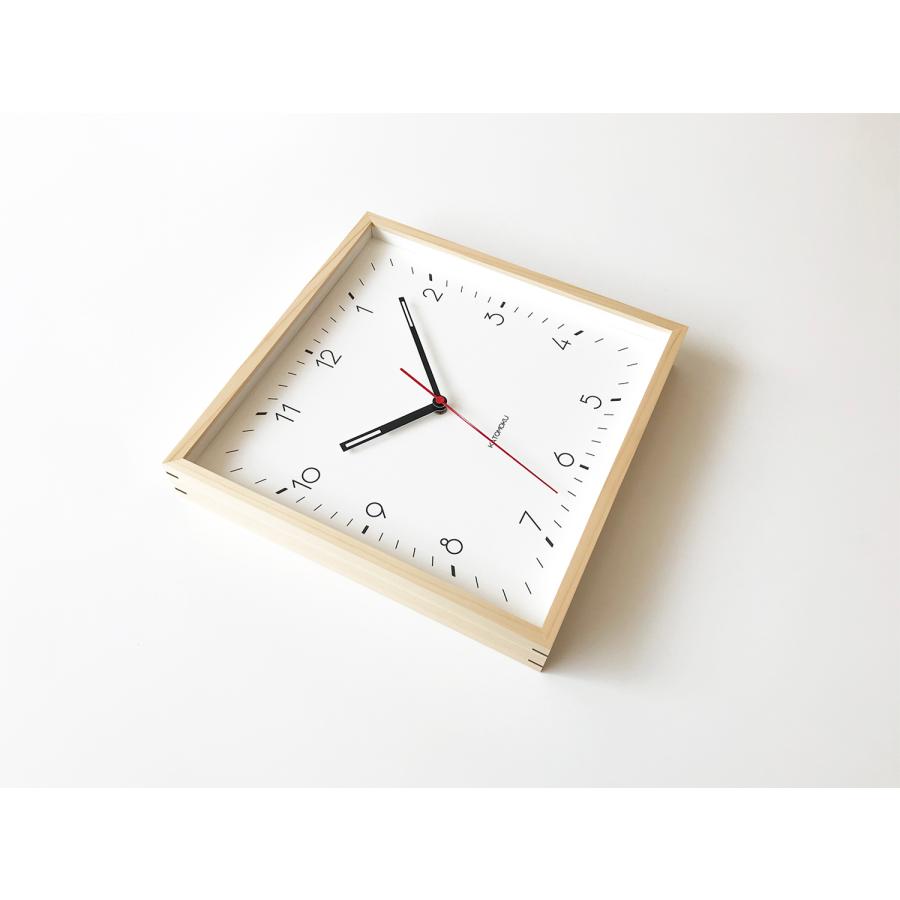 壁掛け時計 電波時計 KATOMOKU square clock 3 ヒノキ km-114NARC 連続秒針 四角 名入れ対応品 静音 静か おしゃれ