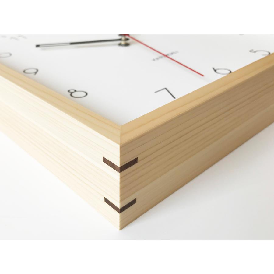壁掛け時計 電波時計 KATOMOKU square clock 3 ヒノキ km-114NARC 連続秒針 四角 名入れ対応品 静音 静か おしゃれ