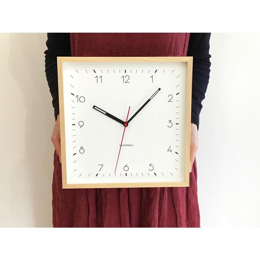 壁掛け時計 電波時計 KATOMOKU square clock 3 ヒノキ km-114NARC 連続秒針 四角 名入れ対応品 静音 静か おしゃれ