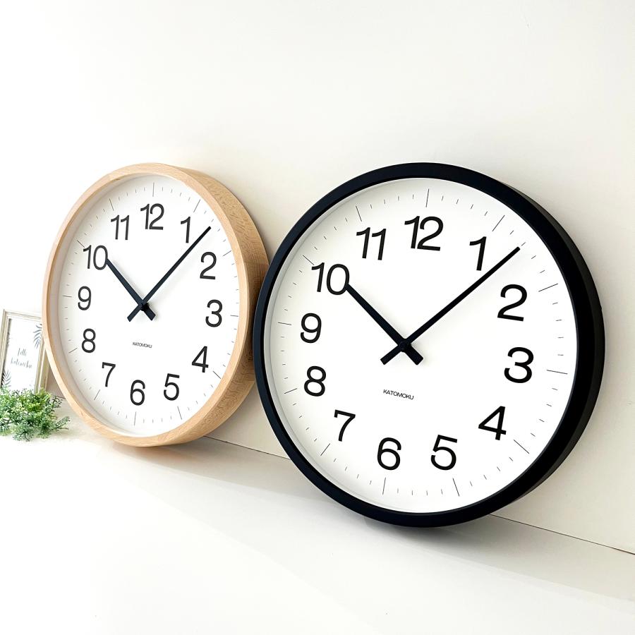 壁掛け時計 KATOMOKU muku clock 16 LL-size ブラック km-116BKS SKP 大きいサイズ  連続秒針 名入れ対応品｜kamoku｜11