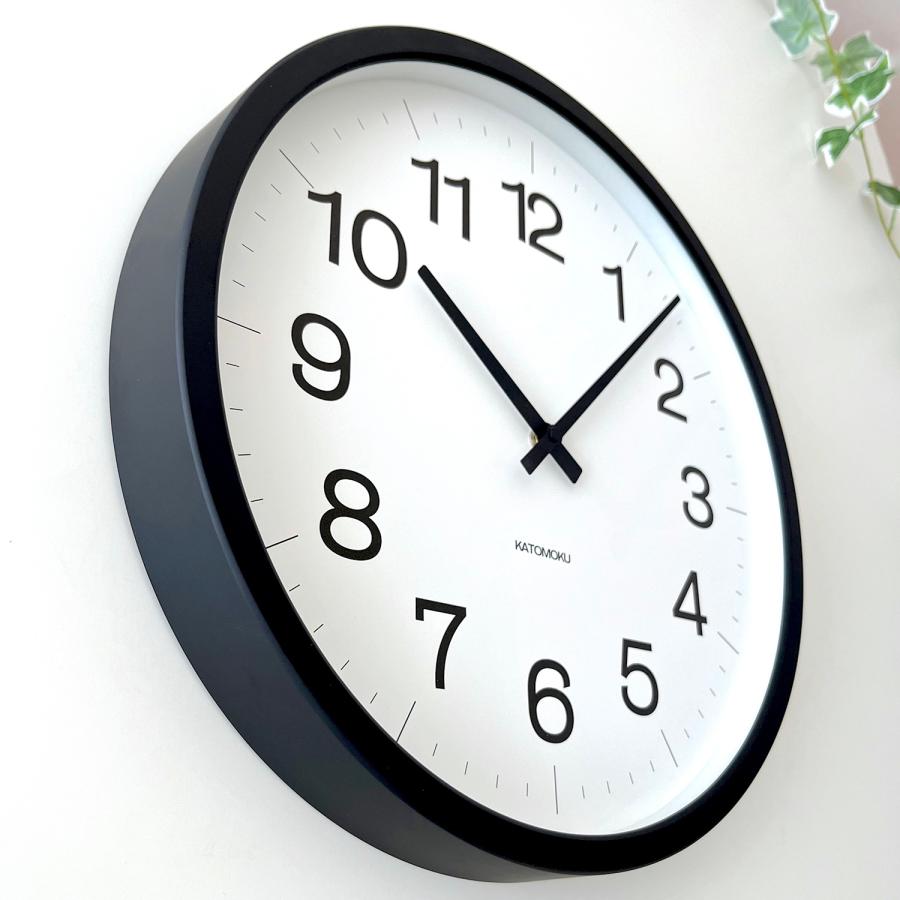 壁掛け時計 KATOMOKU muku clock 16 LL-size ブラック km-116BKS SKP 大きいサイズ  連続秒針 名入れ対応品｜kamoku｜05