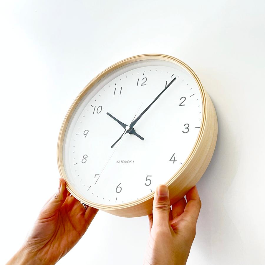 壁掛け時計 電波時計 KATOMOKU plywood clock 22 ブラック km-121BLRC 連続秒針 名入れ対応品｜kamoku｜09