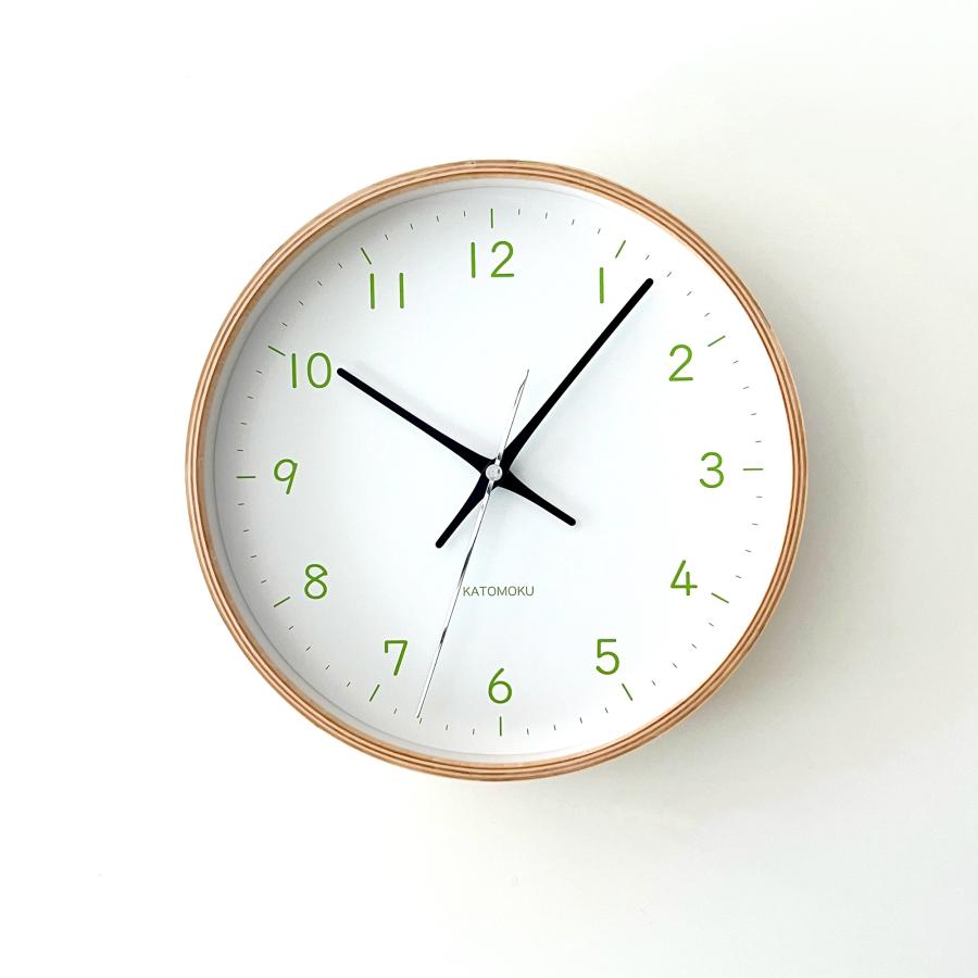 壁掛け時計 電波時計 KATOMOKU plywood clock 22 ライトグリーン km