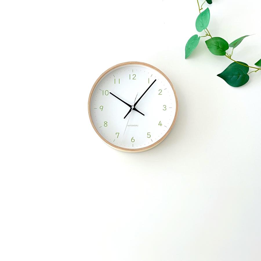 壁掛け時計 電波時計 KATOMOKU plywood clock 22 ライトグリーン km