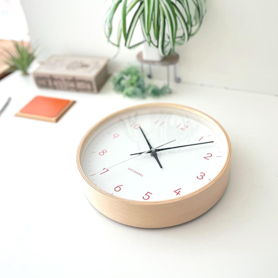 壁掛け時計 電波時計 KATOMOKU plywood clock 22 オレンジ km-121ORRC